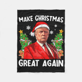 Make Christmas Great Again Funny Santa Trump Men X Fleece Blanket
