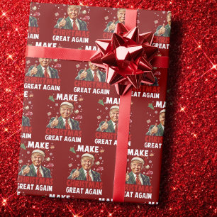 Make Christmas Great Again Funny Santa Trump Wrapping Paper