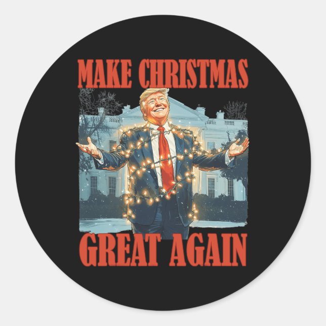 Make Christmas Great Again Funny Santa Trump Xmas  Classic Round Sticker (Front)