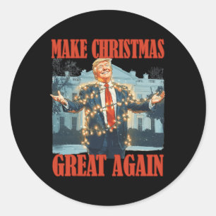 Make Christmas Great Again Funny Santa Trump Xmas  Classic Round Sticker
