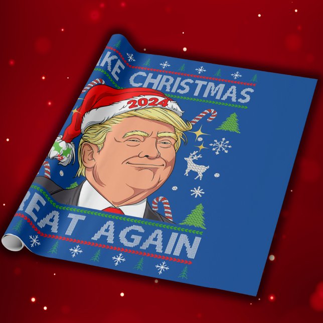 Make Christmas Great Again Funny Trump 2024 Wrapping Paper (Creator Uploaded)