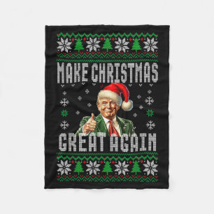 Make Christmas Great Again Funny Trump Pajamas Ugl Fleece Blanket