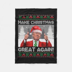 Make Christmas Great Again Funny Trump Pyjamas Ugl Fleece Blanket
