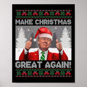 Make Christmas Great Again Funny Trump Pyjamas Ugl Poster