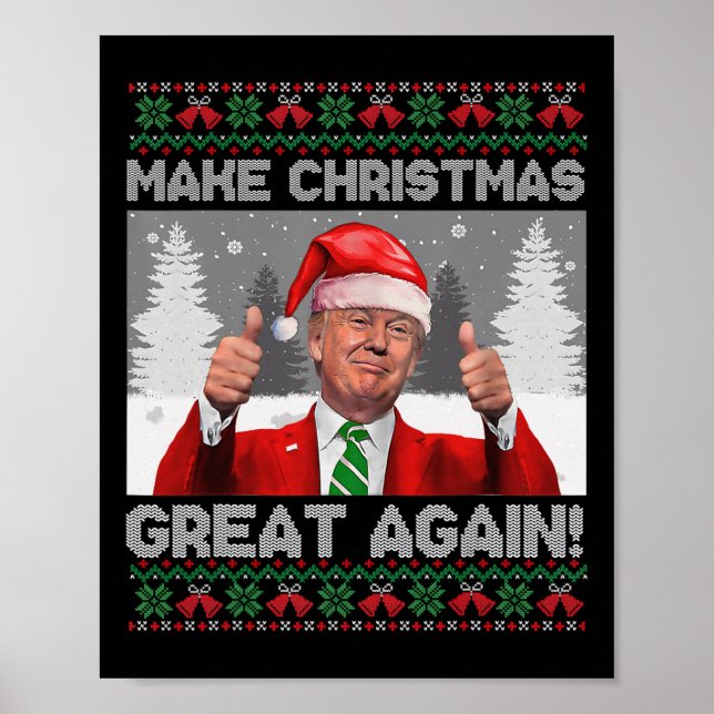 Make Christmas Great Again Funny Trump Pyjamas Ugl Poster (Front)