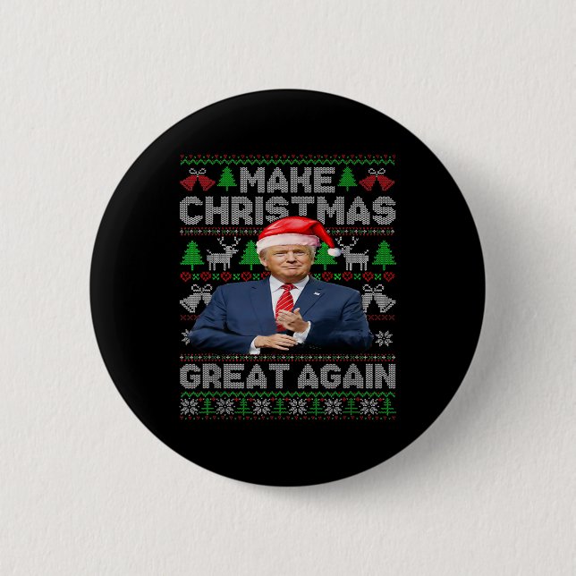 Make Christmas Great Again Funny Trump Santa Hat X 6 Cm Round Badge (Front)