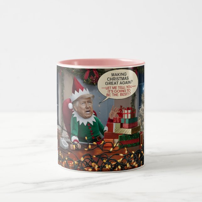 Make Christmas Great Again Funny Trump  Two-Tone Coffee Mug (Center)