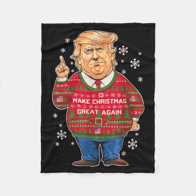 Make Christmas Great Again,funny Trump Ugly  Fleece Blanket (Front)
