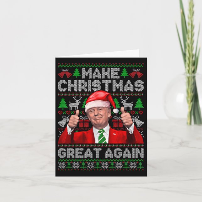 Make Christmas Great Again Funny Trump Xmas Snow P Card (Front)