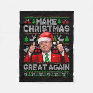 Make Christmas Great Again Funny Trump Xmas Snow P Fleece Blanket