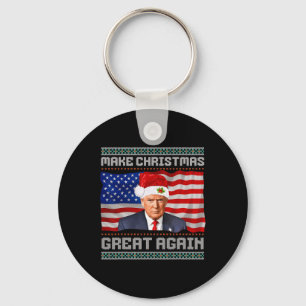 Make Christmas Great Again Funny Trump Xmas Snow P Key Ring