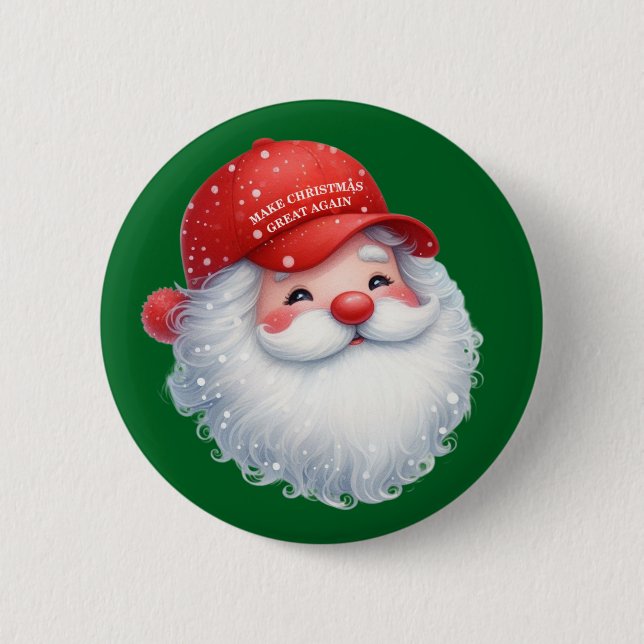 Make Christmas Great Again Maga GOP Santa 6 Cm Round Badge (Front)