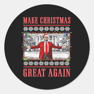 Make Christmas Great Again Santa Funny Trump Xmas  Classic Round Sticker