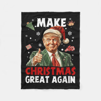 Make Christmas Great Again Santa Funny Trump Xmas Fleece Blanket