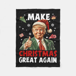 Make Christmas Great Again Santa Funny Trump Xmas  Fleece Blanket
