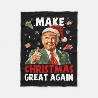 Make Christmas Great Again Santa Funny Trump Xmas  Fleece Blanket