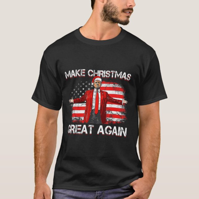 Make Christmas Great Again Santa Funny Trump Xmas  T-Shirt (Front)