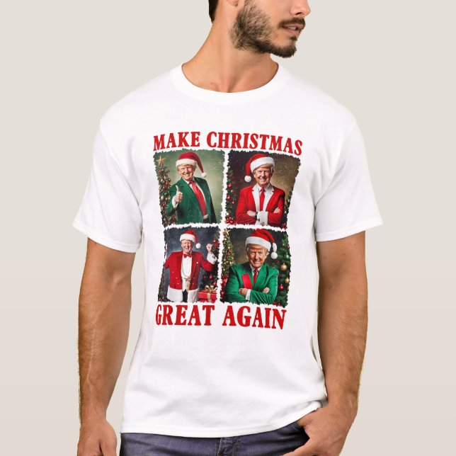 Make Christmas Great Again Santa Funny Trump Xmas T-Shirt (Front)