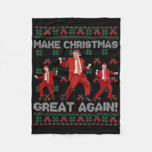 Make Christmas Great Again Santa Trump Dance Ugly Fleece Blanket