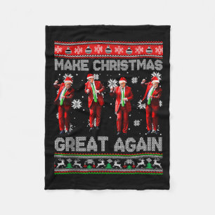 Make Christmas Great Again Santa Trump Dance Ugly  Fleece Blanket