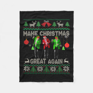 Make Christmas Great Again Santa Trump Dance Ugly Fleece Blanket