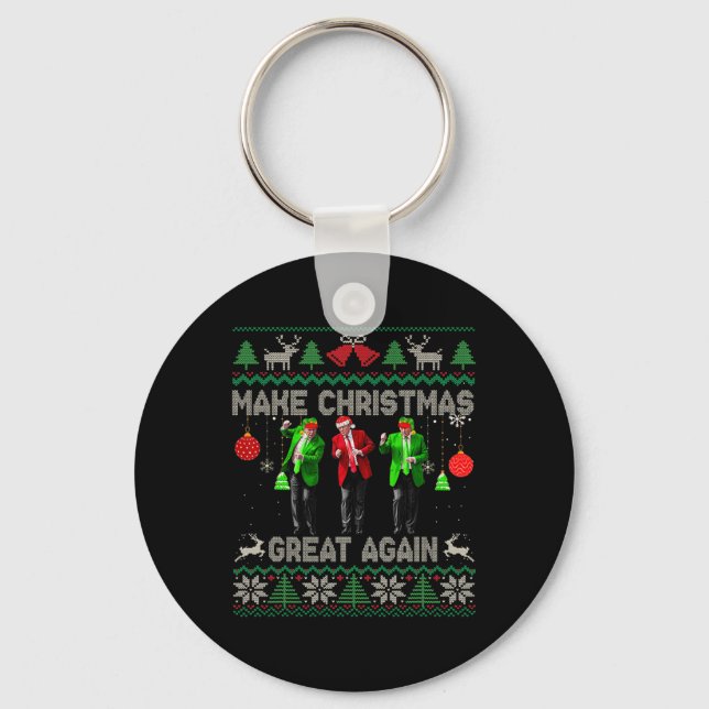 Make Christmas Great Again Santa Trump Dance Ugly  Key Ring (Front)