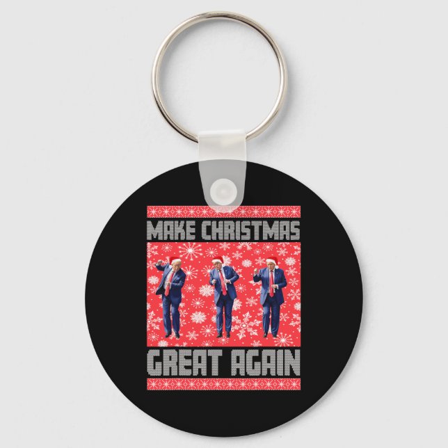 Make Christmas Great Again Santa Trump Dance Ugly  Key Ring (Front)