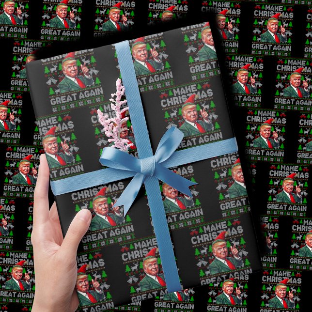 Make Christmas Great Again Santa Trump Xmas Ugly Wrapping Paper (Creator Uploaded)