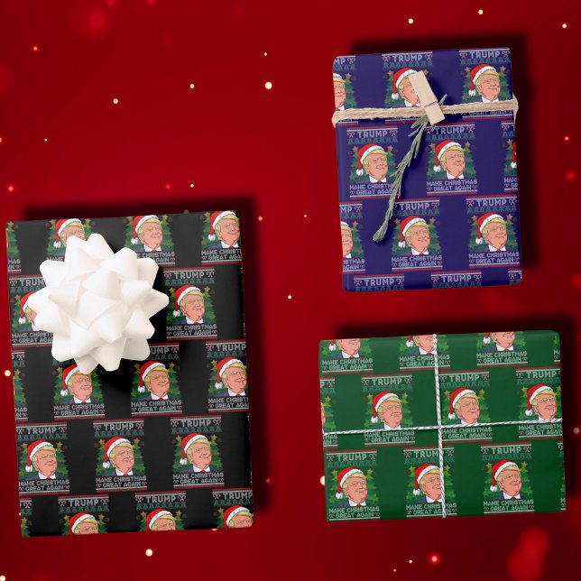 Make Christmas Great Again Santa Trump Xmas Ugly Wrapping Paper Sheet (Creator Uploaded)