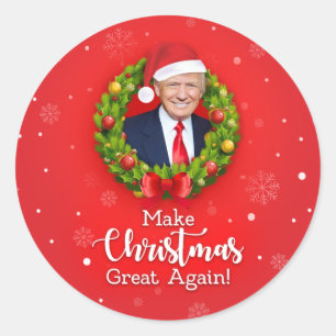 Make Christmas Great Again Trump MAGA funny gift Classic Round Sticker