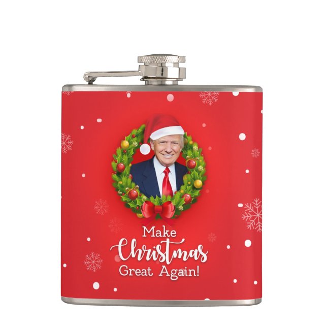Make Christmas Great Again Trump MAGA funny gift Hip Flask (Front)