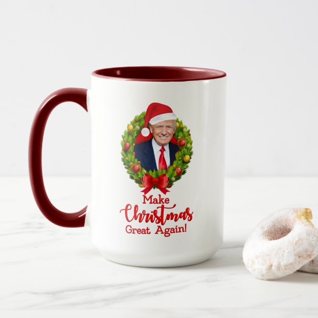 Make Christmas Great Again Trump MAGA funny gift Mug (With Donut)
