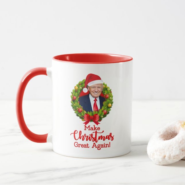 Make Christmas Great Again Trump MAGA funny gift Mug (With Donut)
