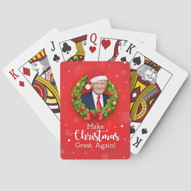 Make Christmas Great Again Trump MAGA funny gift Playing Cards (Back)