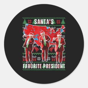Make Christmas Great Again Trump Pajamas Ugly _2  Classic Round Sticker