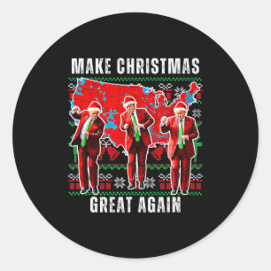 Make Christmas Great Again Trump Pajamas Ugly Prem Classic Round Sticker
