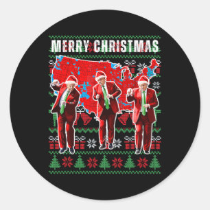 Make Christmas Great Again Trump Pyjamas Ugly 1 Classic Round Sticker