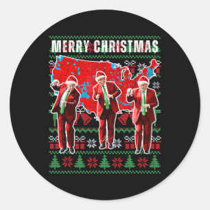 Make Christmas Great Again Trump Pyjamas Ugly Classic Round Sticker