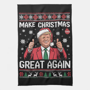Make Christmas Great Again Trump Pyjamas Ugly Xmas Tea Towel