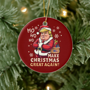 Make Christmas Great Again   Trump Santa Claus Ceramic Ornament
