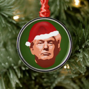 MAKE CHRISTMAS GREAT AGAIN TRUMP SANTA HAT 2020 METAL ORNAMENT