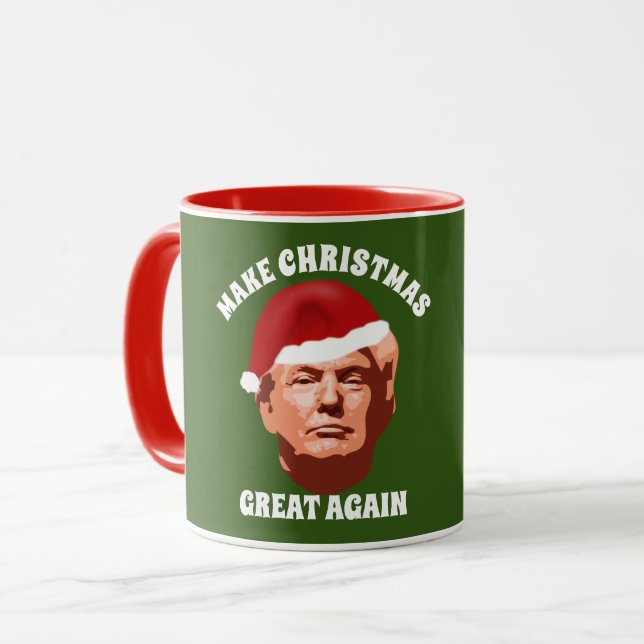 MAKE CHRISTMAS GREAT AGAIN TRUMP SANTA HAT MUG (Front Left)