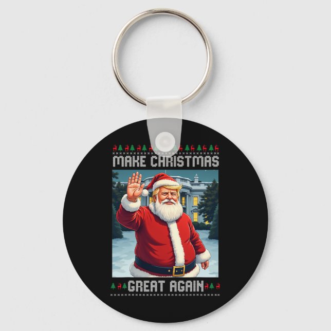 Make Christmas Great Again Trump Ugly Christmas  Key Ring (Front)