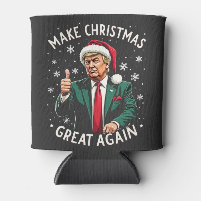 Make Christmas Great Again Ugly Xmas Sweater Trump Can Cooler (Front)