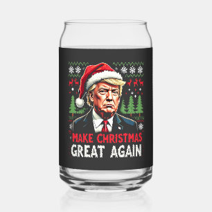 Make Christmas Great Again Ugly Xmas Sweater Trump Can Glass