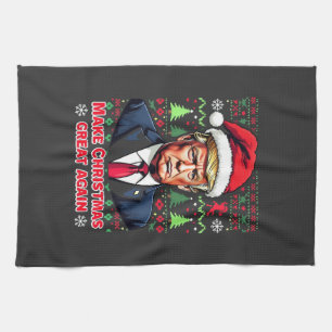 Make Christmas Great Again Ugly Xmas Sweater trump Tea Towel