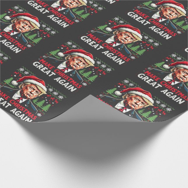 Make Christmas Great Again Ugly Xmas Sweater Trump Wrapping Paper (Corner)