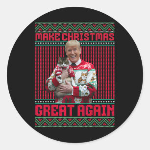 Make Christmas Great Again Xmas Funny Trump Holdin Classic Round Sticker