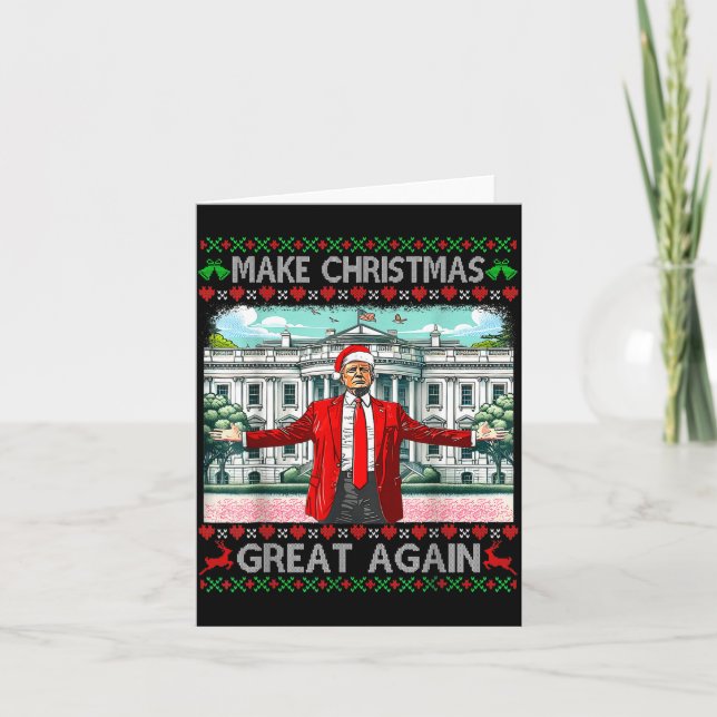 Make Christmas Great Again Xmas Funny Trump Pajama Card (Front)