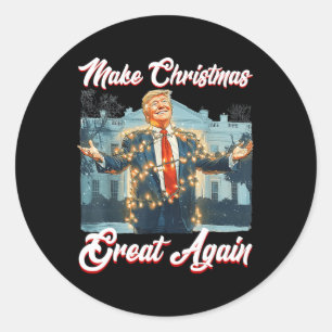 Make Christmas Great Again Xmas Funny Trump Pajama Classic Round Sticker